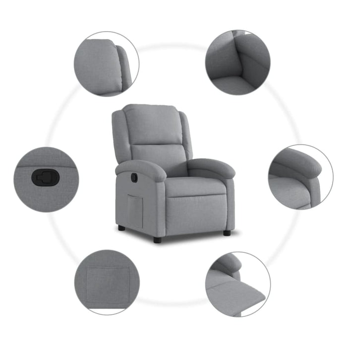 Recliner Chair Light Grey Fabric Tioipo