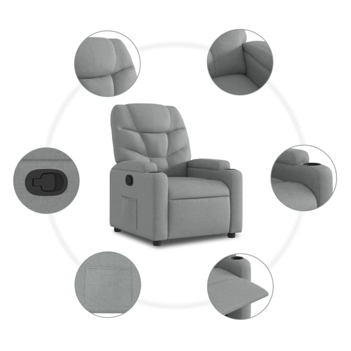 Recliner Chair Light Grey Fabric Tixaao