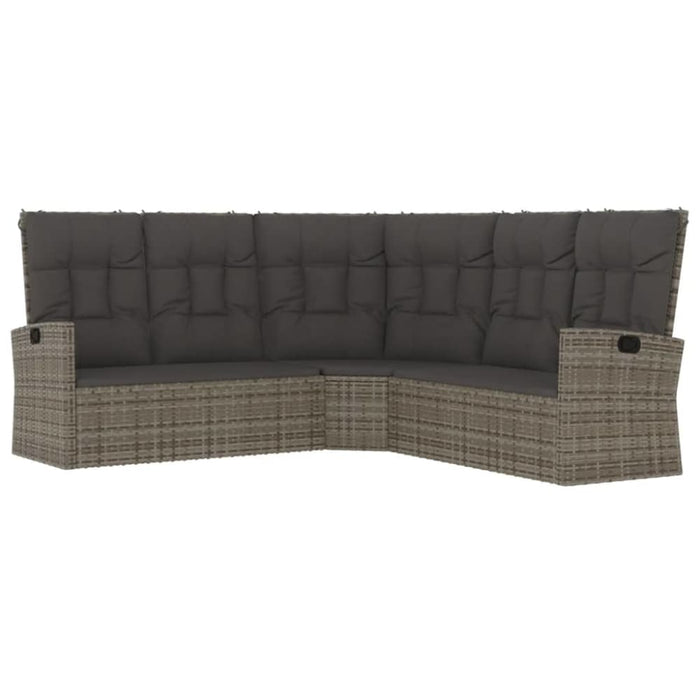 Reclining Corner Sofa with Cushions Grey Poly Rattan Tlxonx