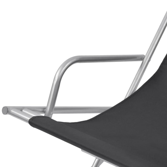 Reclining Deck Chairs 2 Pcs Steel Black Axktl