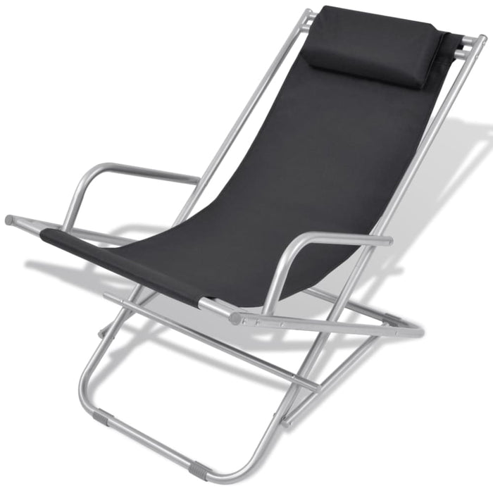 Reclining Deck Chairs 2 Pcs Steel Black Axktl