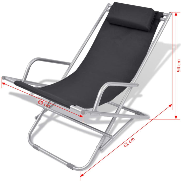 Reclining Deck Chairs 2 Pcs Steel Black Axktl