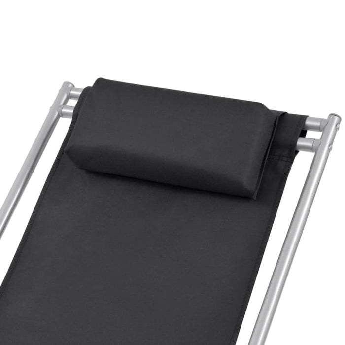Reclining Deck Chairs 2 Pcs Steel Black Axktl