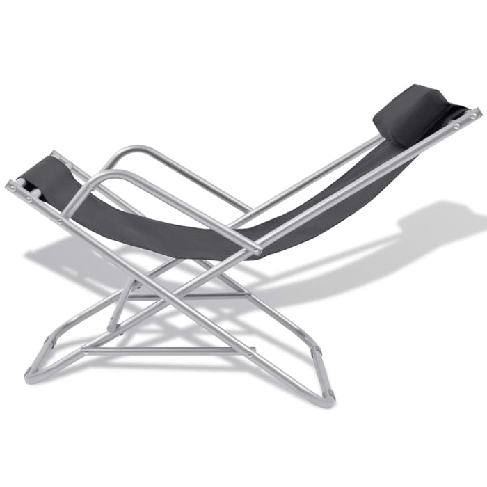 Reclining Deck Chairs 2 Pcs Steel Black Axktl