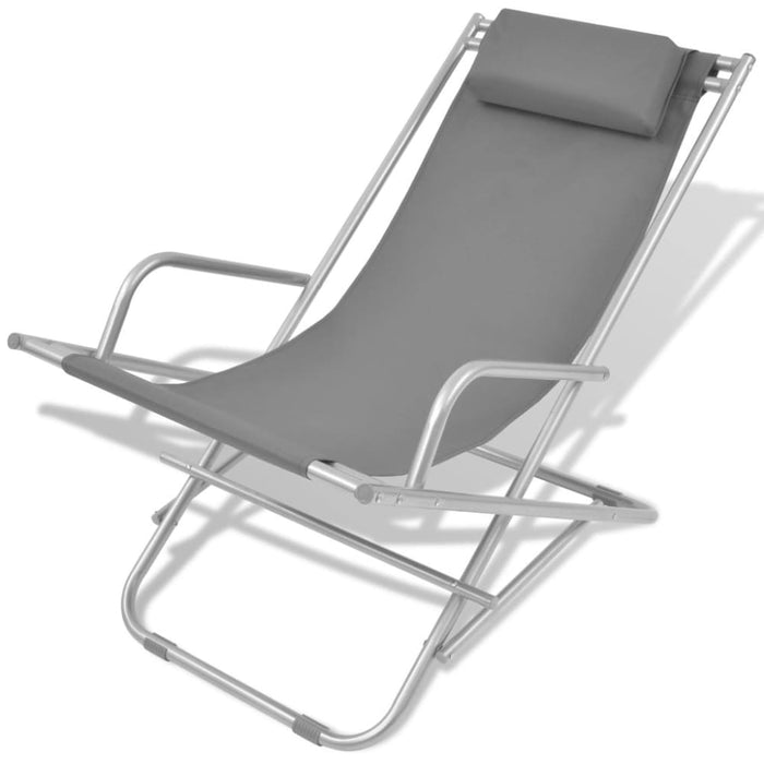 Reclining Deck Chairs 2 Pcs Steel Grey Axktn