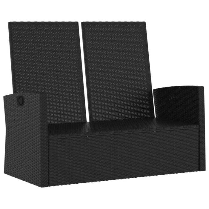 Reclining Garden Bench with Cushions Black 118 Cm Poly