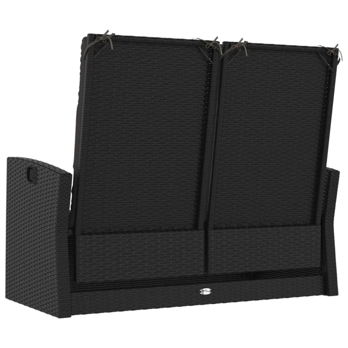 Reclining Garden Bench with Cushions Black 118 Cm Poly