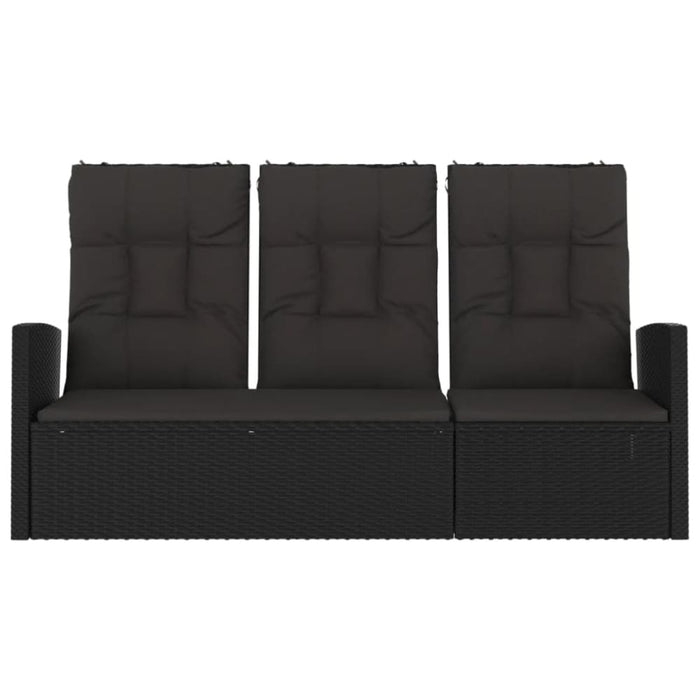 Reclining Garden Bench with Cushions Black 173 Cm Poly