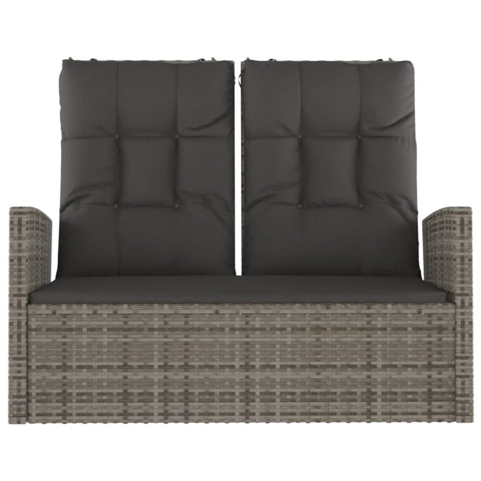 Reclining Garden Bench with Cushions Grey 118 Cm Poly