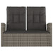 Reclining Garden Bench with Cushions Grey 118 Cm Poly