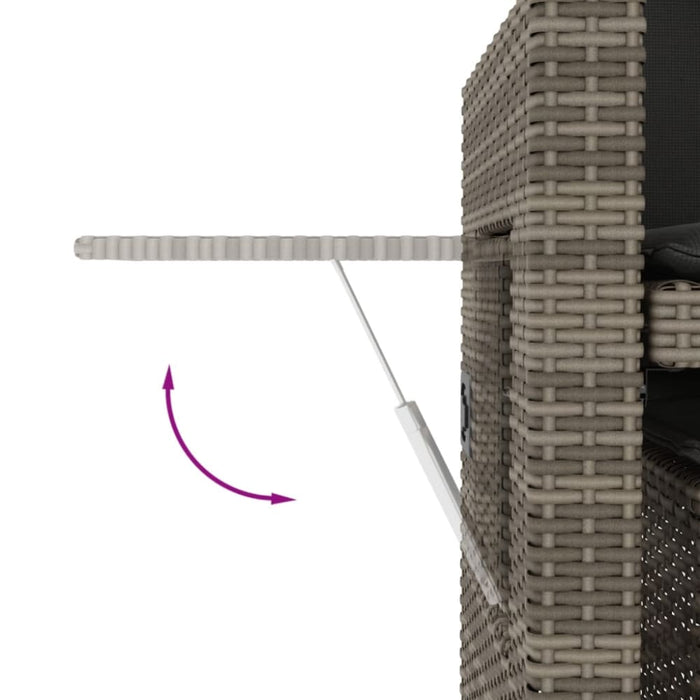 Reclining Garden Bench with Cushions Grey Poly Rattan Tlpnok