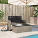Reclining Garden Bench with Cushions Light Grey Poly Rattan