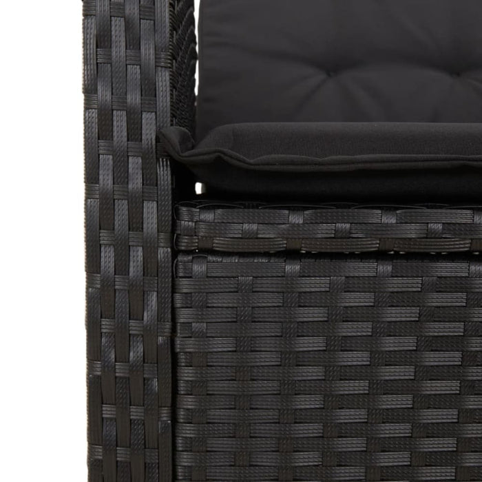 Reclining Garden Chair with Cushions Black Poly Rattan