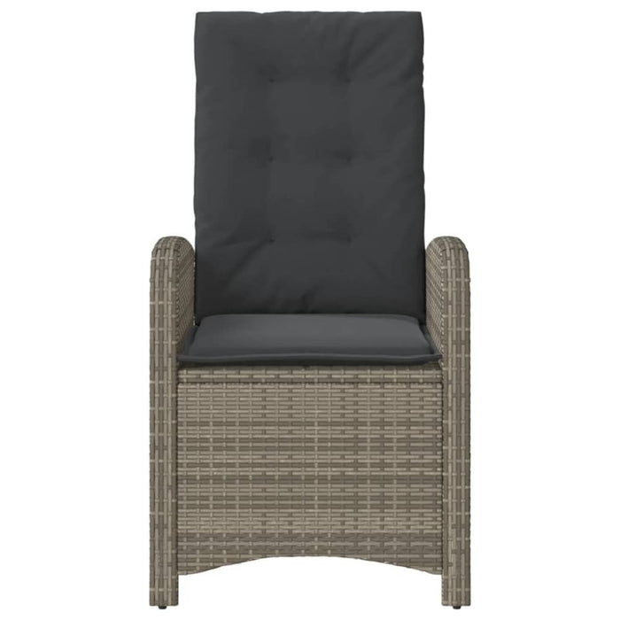 Reclining Garden Chair with Cushions Grey Poly Rattan Tlpolt