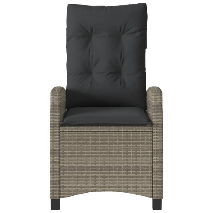 Reclining Garden Chair with Cushions Grey Poly Rattan Tlpxoo