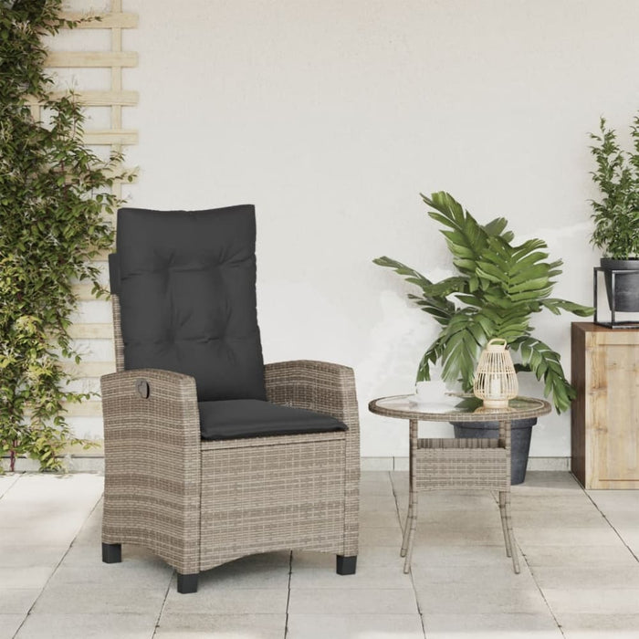 Reclining Garden Chair with Cushions Grey Poly Rattan Tlpxoo