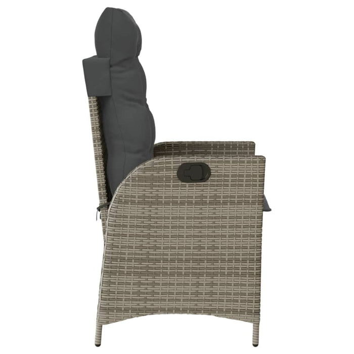 Reclining Garden Chair with Cushions Grey Poly Rattan Tlpxpk