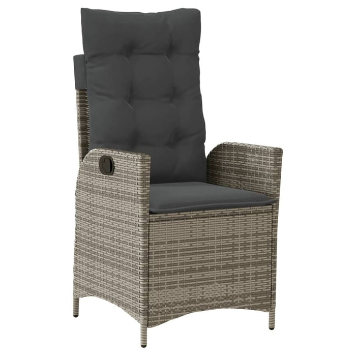 Reclining Garden Chair with Cushions Grey Poly Rattan Tlpxpk