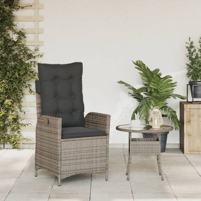 Reclining Garden Chair with Cushions Grey Poly Rattan Tlpxpk