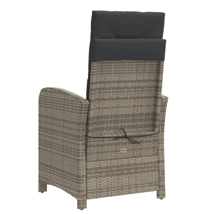 Reclining Garden Chair with Footrest Grey Poly Rattan Tlponi