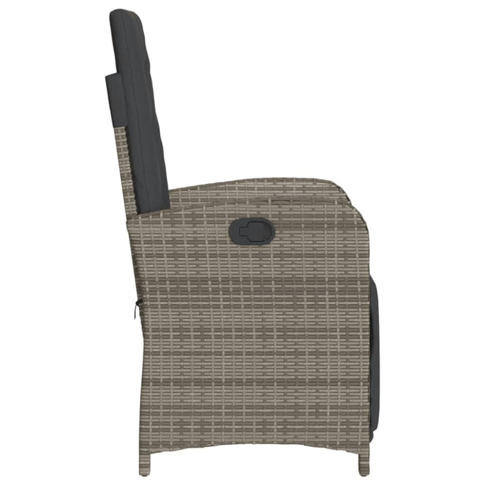 Reclining Garden Chair with Footrest Grey Poly Rattan Tlponi