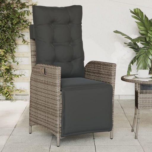 Reclining Garden Chair with Footrest Grey Poly Rattan Tlpxnt