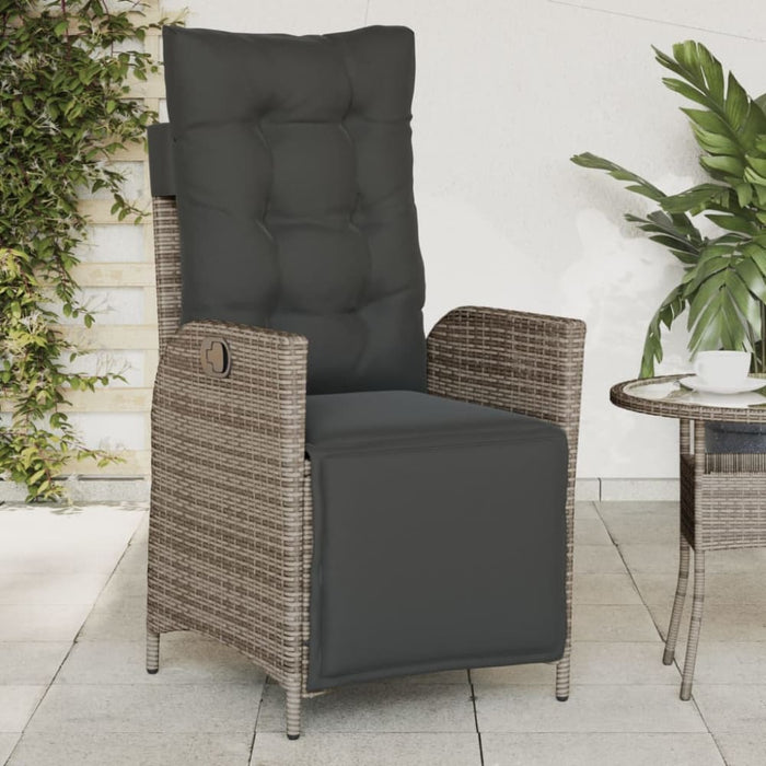 Reclining Garden Chair with Footrest Grey Poly Rattan Tlpxnt