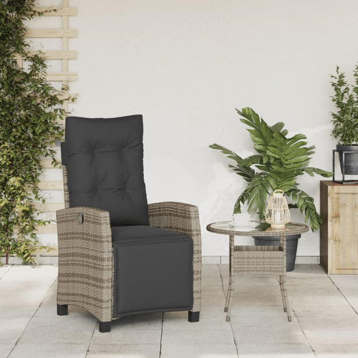 Reclining Garden Chair with Footrest Grey Poly Rattan Tlpxtp