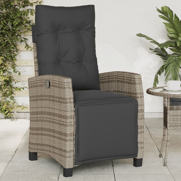 Reclining Garden Chair with Footrest Grey Poly Rattan Tlpxtp