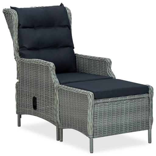 Reclining Garden Chair with Footstool Poly Rattan Light