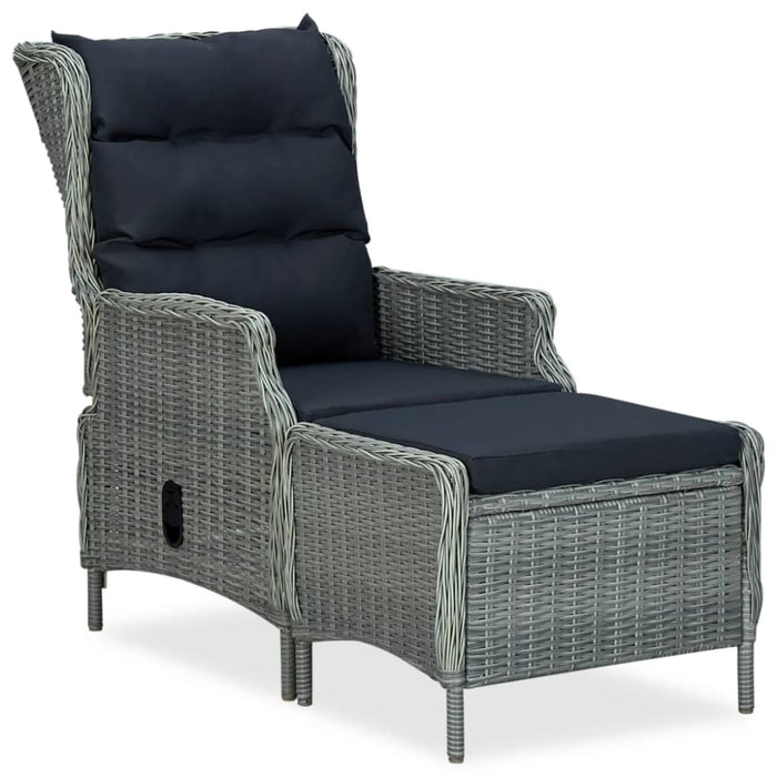 Reclining Garden Chair with Footstool Poly Rattan Light