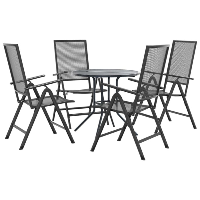 Reclining Garden Chair Set 5 Pcs Anthracite Powder-coated