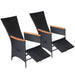 Reclining Garden Chairs 2 Pcs with Cushions Poly Rattan