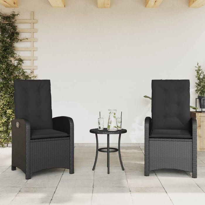 Reclining Garden Chairs 2 Pcs With Cushions Black Poly