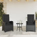Reclining Garden Chairs 2 Pcs With Cushions Black Poly