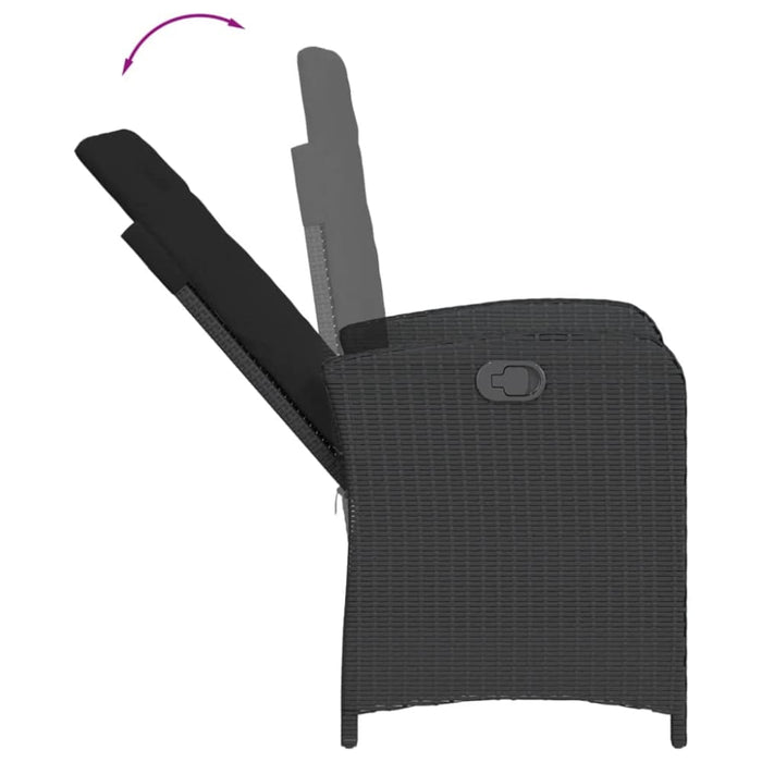 Reclining Garden Chairs 2 Pcs With Cushions Black Poly