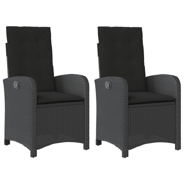Reclining Garden Chairs 2 Pcs With Cushions Black Poly