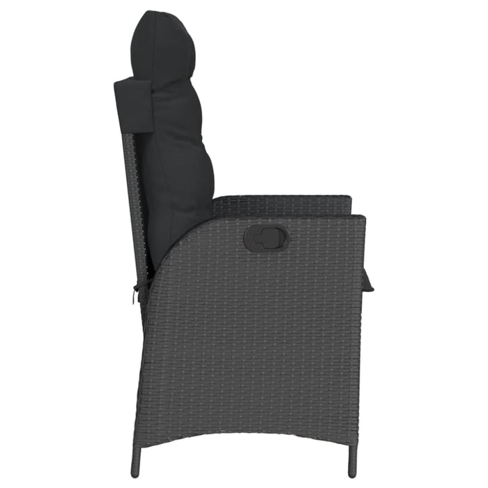 Reclining Garden Chairs 2 Pcs with Cushions Black Poly