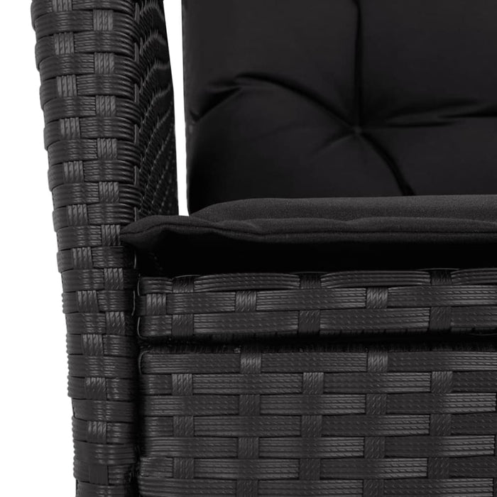 Reclining Garden Chairs 2 Pcs with Cushions Black Poly