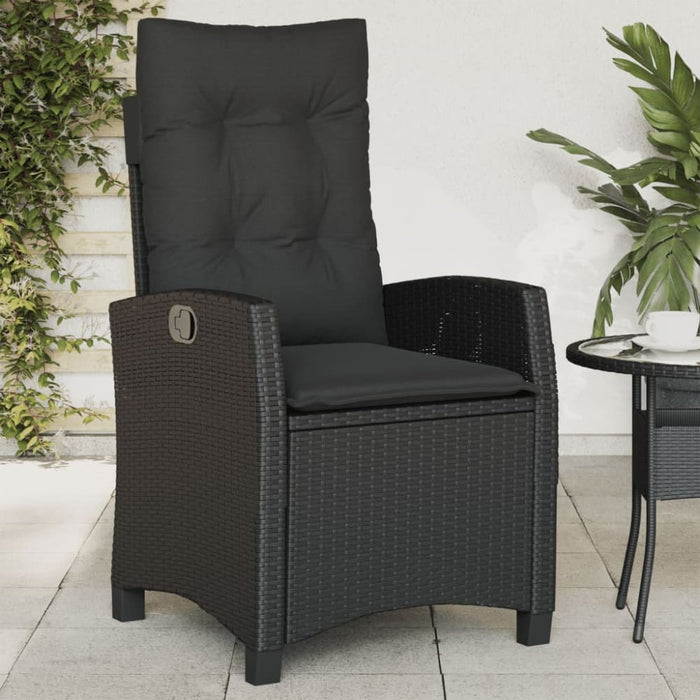 Reclining Garden Chairs 2 Pcs with Cushions Black Poly