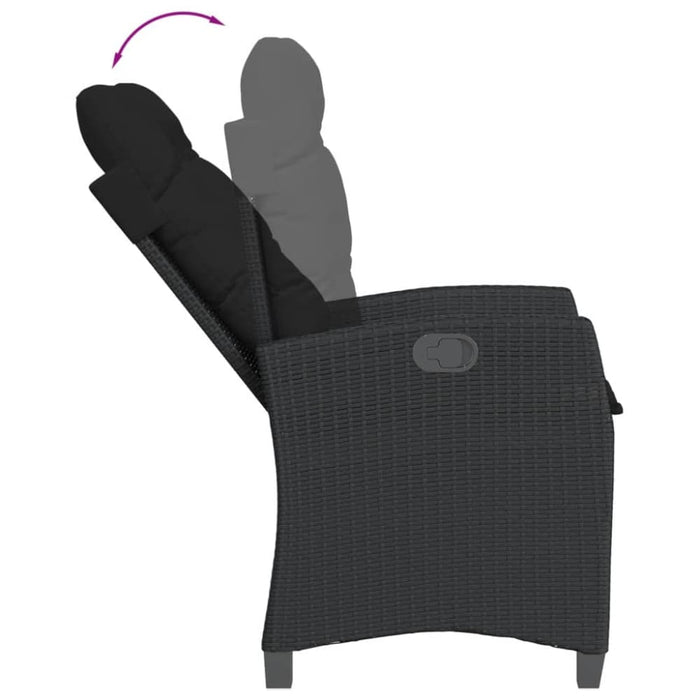 Reclining Garden Chairs 2 Pcs with Cushions Black Poly