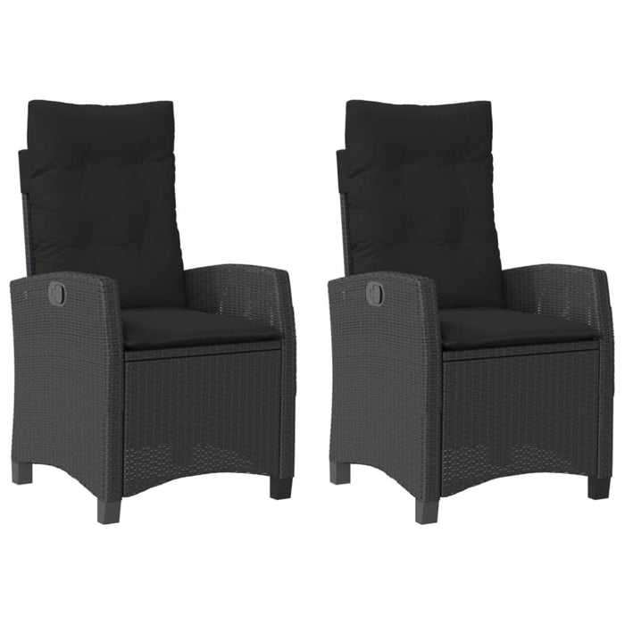 Reclining Garden Chairs 2 Pcs with Cushions Black Poly