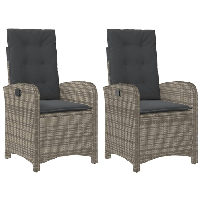 Reclining Garden Chairs 2 Pcs with Cushions Grey Poly