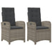 Reclining Garden Chairs 2 Pcs with Cushions Grey Poly