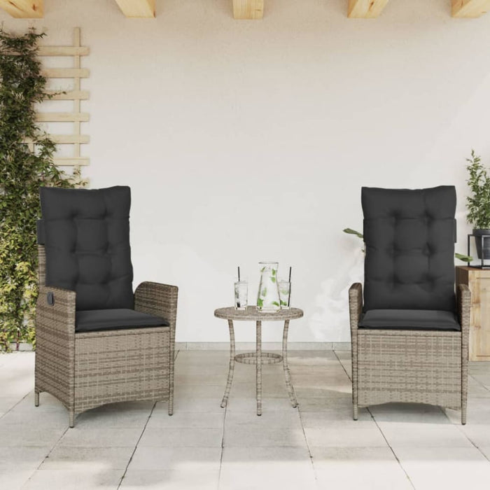 Reclining Garden Chairs 2 Pcs with Cushions Grey Poly