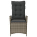 Reclining Garden Chairs 2 Pcs with Cushions Grey Poly