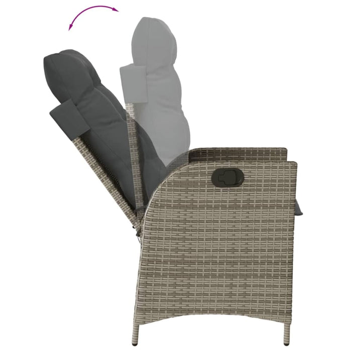 Reclining Garden Chairs 2 Pcs with Cushions Grey Poly