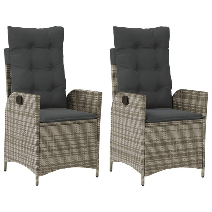 Reclining Garden Chairs 2 Pcs with Cushions Grey Poly