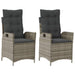 Reclining Garden Chairs 2 Pcs with Cushions Grey Poly