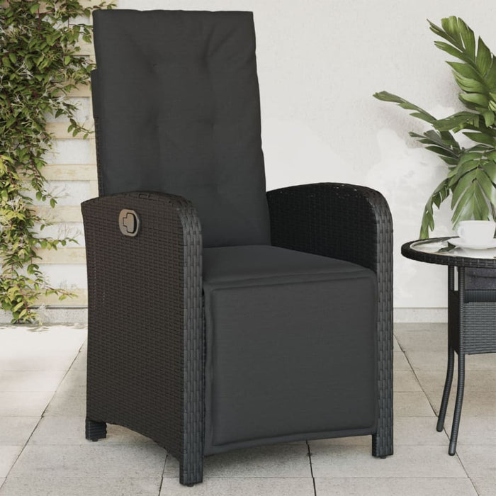 Reclining Garden Chairs 2 Pcs with Footrest Black Poly